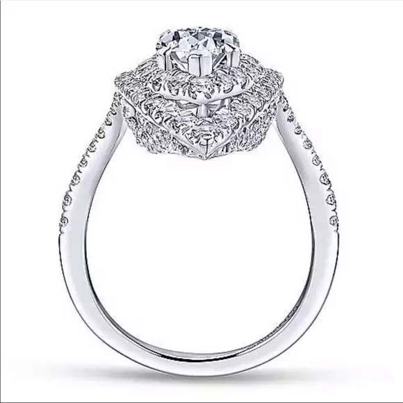 Luxury 925 Sterling Silver Pear Cut Diamonds Ring - Picture 6 of 6